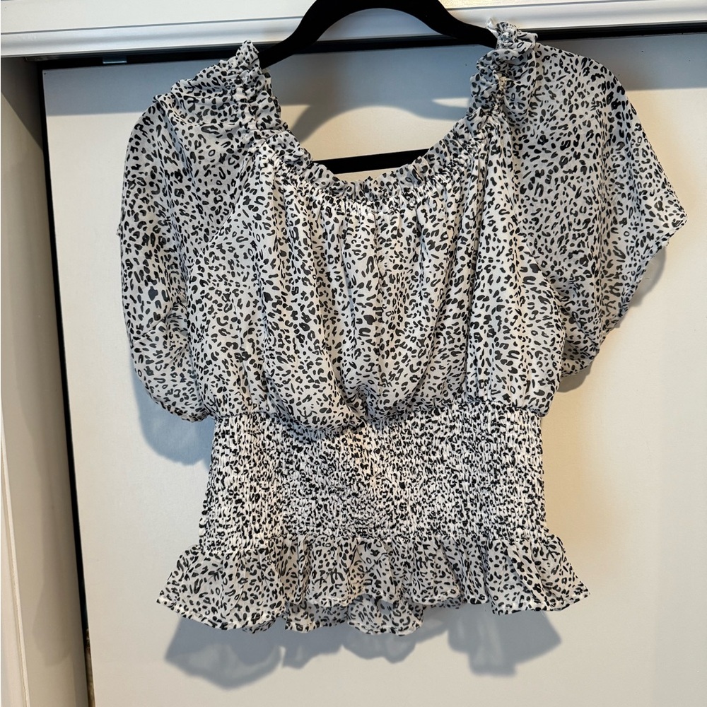 Love Black and White Animal Print Blouse